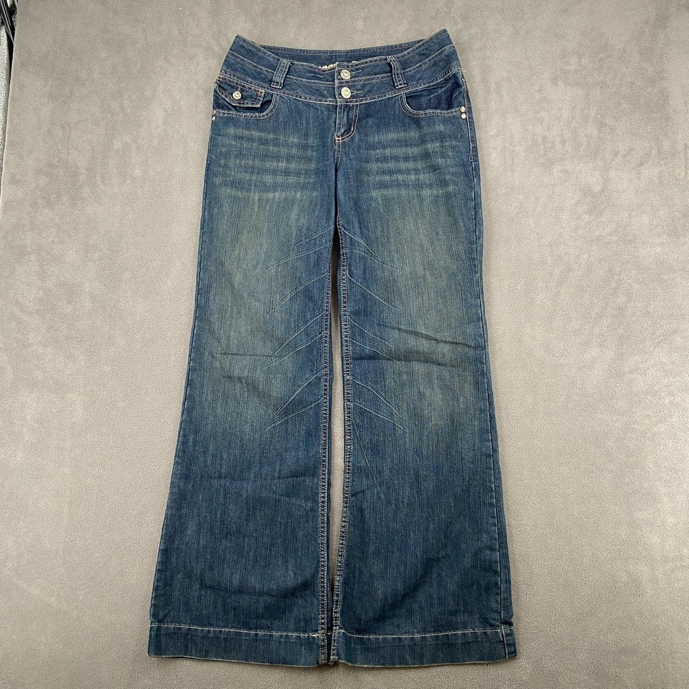 Squeeze Jeans Sz 7/8 Blue Bootcut Denim Stretch Low Rise Flared Leg